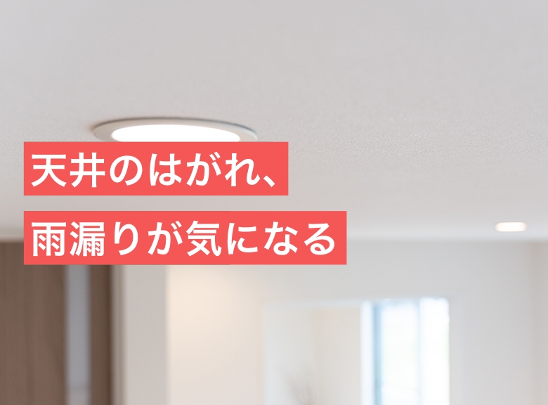 天井のはがれ、雨漏りが気になる